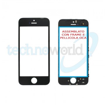 Vetro Display iPhone 5 Nero (Frame,Oca)