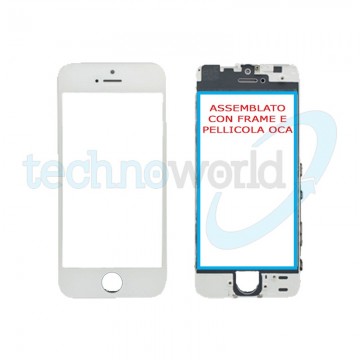 Vetro Display iPhone 5s/SE Bianco (Frame,Oca)